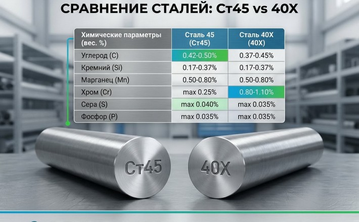 Сталь 45 и 40Х: чем отличаются и почему 45 можно заменить на 40Х, а наоборот — нет